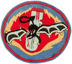 499th Bombardment Squadron, Medium
Constituted 499th Bombardment Squadron (Medium) on 3 Sep 1942. Activated on 8 Sep 1942. Inactivated on 19 Dec 1945.

Insignia approved on 22 Nov 1943. Australian hand embroidery on wool.

Stations. Columbia AAB, SC, 8 Sep 1942; Walterboro AAFld, SC, 6 Mar-16 Apr 1943; Port Moresby, New Guinea, 5 Jun 1943; Dobodura, New Guinea, 15 Jan 1944; Nadzab, New Guinea, 18 Feb 1944; Biak, 24 Jul 1944; Dulag, Leyte (operated from Biak), 12 Nov 1944; Tacloban, Leyte, 27 Dec 194; San Marcelino, Luzon, 12 Feb 1945; Clark Field, Luzon, 12 May 1945; Ie Shima, 28 Jul-1 Dec 1945; Ft Lewis, WA, 17-19 Dec 1945.

