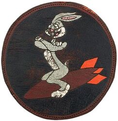 97th Bombardment Squadron, Light
Constituted Constituted 20th Reconnaissance Squadron (Light) on 20 Nov 1940. Activated on 15 Jan 1941. Redesignated 97th Bombardment Squadron (Light) on 14 Aug 1941. Inactivated on 31 Mar 1946.

Insignia approved 9 Aug 1944. USA made, embossed painted leather.

Stations. McChord Field, WA, 15 Jan 1941; Fresno, CA, 11 Aug 1941; Will Rogers Field, OK, 15 Feb 1942; Greensboro, NC, 16 Jul-17 Oct 1942; Mediouna, French Morocco, c. 17 Nov 1942; Thelepte, Tunisia, 27 Dec 1942; Youks-les-Bains, Algeria, 15 Feb 1943; Canrobert, Algeria, 21 Feb 1943; Thelepte, Tunisia, 31 Mar 1943; Souk-el-Arba, Tunisia, 30 Apr 1943; Soliman, Tunisia, 1 Jun 1943; Malta, 23 Jul 1943; Torrente Comunelli, Sicily, 12 Aug 1943; Gerbini, Sicily, 19 Aug 1943; Grottaglie, Italy, 27 Sep 1943; Vincenzo Airfield, Italy, 17 Oct 1943; Vesuvius Airfield, Italy, 13 Jan 1944; Capodichino, Italy, 22 Mar 1944; Vesuvius Airfield, Italy, 25 Apr 1944; Ponte Galeria, Italy, 12 Jun 1944; Ombrone Airfield, Italy, 28 Jun 1944; Poretta, Corsica, 15 Jul 1944; Salon, France, 7 Sep 1944; Follonica, Italy, 19 Sep 1944; Rosignano Airfield, Italy, 9 Oct 1944; Grossetto, Italy, 6 Dec 1944; Pisa, Italy, 31 Mar-25 Jun 1945; Seymour Johnson Field, NC, c. 11 Jul 1945; Lake Charles AAFld, LA, 9 Sep 1945-31 Mar 1946.

