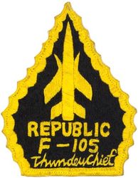 12th Tactical Fighter Squadron F-105
Worn by Col. Thomas "Zipgun" Coady 

Col. Coady had more time in the F-105 than any other pilot in the USAF at the time, 1,850 flight hours, 1,000 of which were in combat. Coady flew the F-105G & F-105F Wild Weasel serving two combat tours from 1967-1973 flying from Korat RTAFB w/ the 17th WWS from Mar 1972-Dec1973 & Takhli RTAFB w/ the 357th TFS from Dec 1967-Sep 1969. 
