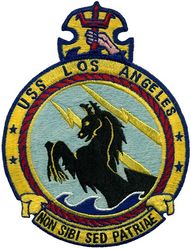 CA-135 USS Los Angeles 
Namesake. City of Los Angeles, CA
Builder. Philadelphia Navy Yard, PA
Laid down. 28 Jul 1943
Launched. 20 Aug 1944
Commissioned. 22 Jul 1945
Decommissioned. 9 Apr 1948
Recommissioned. 27 Jan 1951
Decommissioned. 15 Nov 1963
Stricken	. 1 Jan 1974
Motto. Non Sibi Sed Patriae (Not for self, but for country)
Fate. Scrapped, 16 May 1975
Class and type. Baltimore-class heavy cruiser
Displacement. 13,600 long tons (13,818 t)
Length. 674 ft 11 in (205.71 m)
Beam. 70 ft 10 in (21.59 m)
Draft. 20 ft 6 in (6.25 m)
Speed. 33 knots (61 km/h; 38 mph)
Complement. 1,142 officers and enlisted
Armament:	
9 × 8"/55 caliber guns (3×3)
12 × 5"/38 caliber guns (6×2)
48 × Bofors 40 mm guns (12×4)
28 × single Oerlikon 20 mm cannons
Aircraft carried. Curtiss SC-1 Seahawk floatplane

