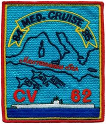 CV-62 USS Independence MEDITERRANEAN CRUISE 1984-1985
Namesake. Independence, condition of a nation in which the population exercise self-government, and sovereignty over its territory
Ordered. 2 Jul 1954
Builder. New York Navy Yard, NY
Cost. $182.3 million
Laid down. 1 Jul 1955
Launched. 6 Jun 1958
Commissioned. 10 Jan 1959
Decommissioned. 30 Sep 1998
Reclassified. CV-62, 28 Feb 1973
Stricken. 8 Mar 2004
Motto. Freedom's Flagship
Fate. Scrapped from 2017-2019
Class and type. Forrestal-class aircraft carrier
Displacement:	
60,000 long tons (61,000 t) standard
80,643 long tons (81,937 t) full load
Length. 1,070 ft (326.1 m)
Beam:	
130.0 ft (39.63 m) waterline
270 ft (82.3 m) extreme
Draft	37 ft (11.3 m)
Propulsion:	
4 Westinghouse geared turbines, four shafts, 280,000 shaft horsepower (210,000 kW)
8 Babcock & Wilcox boilers
Speed. 34 knots (63 km/h; 39 mph)
Range:	
8,000 nautical miles (15,000 km) at 20 knots (37 km/h)
4,000 nautical miles (7,400 km) at 30 knots (56 km/h)
Complement: 3,126 (ship's crew), 2,089 (air wing), 70 (flag staff), 72 (Marines)
Sensors and processing systems:	
AN/SPS-48C 3D air search radar
AN/SPS-49(V5) 2D air search radar
AN/SPS-67(V1) surface search radar
AN/SPS-64 navigation radar
Mk 91 Missile fire-control radar
Electronic warfare & decoys:	
AN/SLQ-29
Mark 36 SRBOC decoy rocket launcher
Armament:	
8 × 5"/54 caliber Mark 42 guns (127 mm)
2× 8 NATO Sea Sparrow
3× Phalanx CIWS
Aircraft carried: 70-90

