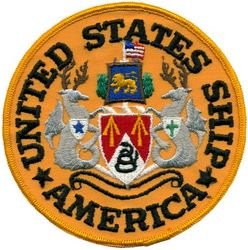 CV-66 USS America 
Namesake. United States of America
Ordered. 25 Nov 1960
Builder. Newport News Shipbuilding, VA
Laid down. 9 Jan 1961
Launched. 1 Feb 1964
Commissioned. 23 Jan 1965
Decommissioned. 9 Aug 1996
Reclassified. CV-66, 30 Jun 1975
Stricken	.  Aug 1996
Homeport. Norfolk, VA
Motto. Don't Tread on Me
Fate. Scuttled after live-fire testing 14 May 2005
Class and type. Kitty Hawk-class aircraft carrier
Displacement. 61,174 long tons (62,156 t) (light), 83,573 long tons (84,914 t) (full load)
Length. 990 ft (300 m) (waterline), 1,048 ft (319 m) overall
Beam. 248 ft (76 m) extreme, 129 ft (39 m) waterline
Draft. 38 ft (12 m) (maximum), 37 ft (11 m) (limit)
Installed power. 280,000 hp (210 MW)
Propulsion:	
4 × steam turbines
8 × boilers
4 × shafts
Speed. 34 kn (39 mph; 63 km/h)
Complement. 502 officers, 4684 men
Sensors and processing systems:	
AN/SPS-49
AN/SPS-48
Electronic warfare & decoys. AN/SLQ-32
Armament:	
Terrier missile (replaced with Sea Sparrow)
Phalanx CIWS
Aircraft carried. 	about 79

