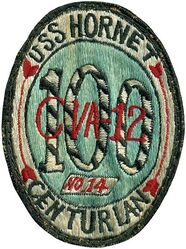 CVS-12 USS Hornet 100 Carrier Landings
Namesake. Hornet, are the largest of the eusocial wasps, similar to yellowjackets. Eighth USN ship named Hornet
Ordered. 20 May 1940
Awarded. 9 Sep 1940
Builder. Newport News Shipbuilding, VA
Laid down. 3 Aug 1942
Launched. 30 Aug 1943
Commissioned. 29 Nov 1943
Decommissioned. 15 Jan 1947
Recommissioned. 11 Sep 1953
Decommissioned. 26 Jun 1970
Reclassified:
CVA-12, 1 Oct 1952
CVS-12, 27 Jun 1958
Stricken. 25 Jul 1989
Status. Museum ship at the USS Hornet Museum in Alameda, Ca
General characteristics (as built)
Class and type. Essex-class aircraft carrier
Displacement:
27,100 long tons (27,500 t) (standard)
36,380 long tons (36,960 t) (full load)
Length:
820 feet (249.9 m) (wl)
872 feet (265.8 m) (o/a)
Beam. 93 ft (28.3 m)
Draft. 34 ft 2 in (10.41 m)
Installed power. 8 × Babcock & Wilcox boilers 150,000 shp (110,000 kW)
Propulsion:
4 × geared steam turbines
4 × screw propellers
Speed. 33 knots (61 km/h; 38 mph)
Range. 14,100 nmi (26,100 km; 16,200 mi) at 20 knots (37 km/h; 23 mph)
Complement. 2,600 officers and enlisted men
Armament:
12 × 5 in (127 mm) DP guns
32 × 40 mm (1.6 in) AA guns
46 × 20 mm (0.8 in) AA guns
Armor:
Waterline belt: 2.5–4 in (64–102 mm)
Deck: 1.5 in (38 mm)
Hangar deck: 2.5 in (64 mm)
Bulkheads: 4 in (102 mm)
Aircraft carried: 90

