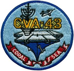 CVA-43 USS Coral Sea 
Namesake. Coral Sea, The Battle of the Coral Sea, 4-8 May 1942, a major naval battle between the Imperial Japanese Navy (IJN) and naval and air forces of the USA and Australia.
Ordered. 14 Jun 1943
Builder. Newport News Shipbuilding
Laid down. 10 Jul 1944
Launched. 2 Apr 1946
Commissioned. 1 Oct 1947
Reclassified:
CVB-43. 15 Jul 1943
CVA-43. 1 Oct 1952
CV-43. 30 Jun 1975
Decommissioned. 26 Apr 1990
Stricken. 28 Apr 1990
Motto. Older and Bolder
Fate. Scrapped, 8 Sep 2000
Class and type. Midway-class aircraft carrier
Displacement:	
45,000 long tons (46,000 t) (standard)
60,000 long tons (61,000 t) (full load) [3]
Length:
899 ft 9 in (274.24 m) wl
967 ft 8 in (294.94 m) oa
Beam:	
113 ft (34 m) waterline,
136 feet (41 m) flight deck
Draft. 35 ft (11 m)
Installed power. 12 Babcock and Wilcox boilers 212,000 shp (158,000 kW)
Propulsion:	
4 Westinghouse Geared steam turbine sets
4 shafts
Speed. 33 knots (61 km/h; 38 mph)
Range. 15,000 nmi (28,000 km; 17,000 mi) at 15 kn (28 km/h; 17 mph)
Complement. 4,104 officers and men
Sensors and processing systems:
As Built:
1 x SC-2 Surveillance Radar
2 x SG Surface Search Radars (On top Mark-37 GFCS)
1 x SK-2 Air Search Radars
2 x Mk-37 GFCS
Electronic warfare & decoys. As Built: 1 x TDY-2 ECM (Anti-Radar)
Armament:	
As Built: (1949)
14 × 5"/54 caliber Mark 16 guns (14 x 1) 
40 × 3"/50 caliber guns (20 x 2)  
28 × Oerlikon 20 mm cannons (14 x 2)  
After SCB-110A Overhaul: (1960's)  
6 x 5"/54 caliber Mark 16 guns, (6 x 1) or (3 x 1)
After SCB-101.66 modernization: (1980's) 3 x Phalanx CIWS (1 x 3)
Aircraft carried:	Up to 130 (World War II); 65-70 (1980s)
Aviation facilities:	
As Built: (1949)
2 x Centreline Elevator, 1 x Deck edge Elevator, 2 x H-41 hydraulic catapults, 3 x Arresting Wires, 6 x Barricades
As Retired:
At least 4 or more Bomb elevators, 2 Hangar Bays, 3 Deck Edges elevators (2 Starboard and 1 Portside)


