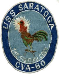 CVA-60 USS Saratoga 
Namesake. Battles of Saratoga, (19 Sep-7 Oct1777) the climax of the Saratoga campaign, giving a decisive victory to the Americans, supported by the French, over the British in the American Revolutionary War
Ordered. 23 Jul 1952
Builder. New York Naval Shipyard, NY
Cost. $209.7 million
Laid down. 16 Dec 1952
Launched. 8 Oct 1955
Acquired. 14 Apr 1956
Commissioned. 14 Apr 1956
Decommissioned. 20 Aug 1994
Reclassified:
CVA-60, 1 Oct 1952
CV-60, 30 Jun 1972
Stricken. 20 Aug 1994
Fate. Scrapped in 2019
Class and type. Forrestal-class aircraft carrier
Displacement. 81,101 long tons (82,402 t) full, 61,235 long tons (62,218 t) light, 19,866 long tons (20,185 t) dead
Length. 1,063 ft (324 m)
Beam. 130 ft (40 m) waterline, 252 ft (77 m) extreme
Draft. 37 ft (11 m)
Propulsion. 4 Westinghouse geared turbines, 4 shafts, 280,000 shp (210,000 kW), 8 Babcock & Wilcox boilers
Speed. 35 kn (65 km/h; 40 mph)
Complement. 552 officers, 4988 men
Sensors and processing systems:
AN/SPS-48 3D air search radar
AN/SPS-48 2D air search radar
AN/SPS-10 surface search radar
Electronic warfare & decoys. Mark 36 SRBOC
Armament:
8 × 5"/54 caliber Mark 42 guns (127 mm) (removed)
NATO Sea Sparrow
Phalanx CIWS
Aircraft carried. 70-90

