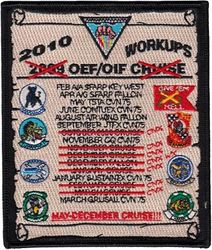 Carrier Air Wing 3 (CVW-3) Mediterranean & Arabian Gulf Cruise 2010
Established as Saratoga Air Group on 1 Jul 1938. Redesignated Carrier Air Group THREE (CVG-3) on 25 Sep 1943; Attack Carrier Air Group THREE (CVAG-3) on 15 Nov 1946; Carrier Air Group THREE (CVG-3) on 1 Sep 1948; Carrier Air Wing THREE (CVW-3) on 20 Dec 1963-.

21 May-20 Dec 2010, Operation Enduring Freedom

Squadrons: Strike Fighter Squadron THREE TWO(VFA-32)(F-18F), Strike Fighter Squadron THREE SEVEN (VFA-37)(F/A-18C), Strike Fighter Squadron ONE ZERO FIVE (VFA-105)(F/A-18E), Marine Strike Fighter Squadron 312 (VFA-312)(F/A-18C), Electronic Attack Squadron ONE THREE ZERO (VAQ-130)( EA-6B), Carrier Airborne Early Warning Squadron ONE TWO SIX (VAW-126)(E-2C 2000 NP) & Helicopter Anti-Submarine Squadron SEVEN (HS-7)( SH/HH-60F/H).

