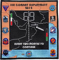 Carrier Air Wing 7 (CVW-7) Mediterranean & Arabian Gulf Cruise 2012
Established as Carrier Air Group EIGHTEEN (CVG-18) on 20 Jul 1943. Redesignated Carrier Air Group SEVEN (CVG-7) in Sep 1945; Carrier Air Wing SEVEN (CVW-7) on 20 Dec 1963-.

Fighter Squadron EIGHT THREE (VFA-83)(F-18C), Strike Fighter Squadron ONE ZERO THREE (VFA-103)(F/A-18F), Strike Fighter Squadron ONE THREE ONE (VFA-131)(F/A-18C), Strike Fighter Squadron ONE FOUR THREE (VFA-143)(F/A-18E), Electronic Attack Squadron ONE FOUR ZERO (VAQ-140)( EA-6B), Carrier Airborne Early Warning Squadron ONE TWO ONE (VAW-121)(E-2C NP) & Helicopter Anti-Submarine Squadron FIVE (HS-5)( SH/HH-60F/H).

Mediterranean & Arabian Gulf Cruise, 20 Jun-19 Dec 2012, Operation Enduring Freedom

