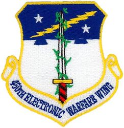 450th Electronic Warfare Wing (NEVER ACTIVATED)
Planned for activation ca. late 2008, but activation was canceled after it was decided not to create Air Force Cyber Command and just go with a new NAF instead.  The patches for the new 450th-designated organizations had already been made, but were never worn since the organizations were never activated. -GWO
