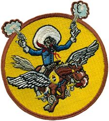 397th Fighter Squadron 
Constituted 397th Fighter Squadron on 24 May 1943. Activated on 1 Jun 1943. Inactivated on 20 Aug 1946.

Insignia approved on 13 Apr 1944. US Schiffli embroidery 

Stations. Westover Field, MA, 1 Jun 1943; Mitchel Field, NY, 21 Aug 1943; Farmingdale AAFld, NY, 29 Nov-20 Dec 1943; Greenham Common, England, 13 Feb 1944; Chilbolton, England, 15 Mar 1944; Cardonville, France, 16 Jun 1944; Chartres, France, 23 Aug 1944; Laon/Athies, France, 11 Sep 1944; Chievres, Belgium, 2 Oct 1944; Juvincourt, France, 27 Dec 1944; Metz, France, 5 Jan 1945; Frankfurt-am-Main, Germany, 16 Apr 1945; Buchschwabach, Germany, 16 May 1945; Straubing, Germany, 13 Aug 1945-20 Aug 1946.

