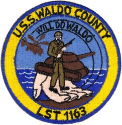 LST-1163 USS Waldo County
Class & type: LST-1156-class landing ship tank 
Namesake: Waldo County in Maine 
Builder: Ingalls Shipbuilding Corporation, Pascagoula, Mississippi 
Laid down: 4 Aug 1952 
Launched: 17 May 1953 
Commissioned: 17 Sep 1953 
Decommissioned: 21 Dec 1970 
In service: with Military Sealift Command in non-commissioned service from May 1972 to 1 Nov 1973 
Renamed: USS Waldo County 1 July 1955 (previously was USS LST-1163) 
Became USNS Waldo County May 1972 
Reclassified: T-LST-1163 May 1972 
Struck: From Navy List 1 November 1973
 From Naval Register 26 April 1999
