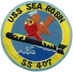 SS-407 USS Sea Robin
Namesake. The Sea Robin a spiny-finned fish with red or brown coloring on its body and fins
Builder: Portsmouth Naval Shipyard, Kittery, ME
Laid down. 1 Mar 1944
Launched. 25 May 1944
Commissioned. 7 Aug 1944
Decommissioned. 1 Oct 1970
Stricken . 1 Oct 1970
Fate. Sold for scrap, 3 Jun 1971
Class and type. Balao class diesel-electric submarine
Displacement:
1,526 long tons (1,550 t) surfaced
2,391 tons (2,429 t) submerged
Length. 311 ft 6 in (94.95 m)
Beam. 27 ft 3 in (8.31 m)
Draft. 16 ft 10 in (5.13 m) maximum
Propulsion:
4 × Fairbanks-Morse Model 38D8-⅛ 10-cylinder opposed piston diesel engines driving electrical generators
2 × 126-cell Sargo batteries
4 × high-speed Elliott electric motors with reduction gears
two propellers]
5,400 shp (4.0 MW) surfaced
2,740 shp (2.0 MW) submerged
Speed. 20.25 knots (38 km/h) surfaced; 8.75 knots (16 km/h) submerged
Range. 11,000 nautical miles (20,000 km) surfaced at 10 kn (19 km/h)
Endurance. 48 hours at 2 knots (3.7 km/h) submerged; 75 days on patrol
Test depth. 400 ft (120 m)
Complement. 10 officers, 70–71 enlisted
Armament:
10 × 21-inch (533 mm) torpedo tubes
6 forward, 4 aft
24 torpedoes
1 × 5-inch (127 mm) / 25 caliber deck gun
Bofors 40 mm and Oerlikon 20 mm cannon

