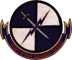 Heavy Attack Squadron 16 (VAH-16) 
Established as Heavy Attack Squadron SIXTEEN (VAH-16) on 15 Jan 1958. Disestablished on 30 Jan 1959. Insignia approved on 25 July 1968.


Deployments:
9 Aug 1957-2 Apr 1958 USS Kearsage (CVA-33) ATG-3 North American AJ-2 Savage
6 Jan-30 Jun 1958 USS Hornet (CVA-12) ATG-4 North American AJ-2 Savage
21 Aug 1958-12 Jan 1959 USS Bennington (CVA-20) ATG-4 North American AJ-2 Savage


