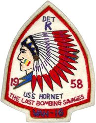 Heavy Attack Squadron 16 (VAH-16) Detachment K Western Pacific Cruise 1958
Established as Heavy Attack Squadron 16 (VAH-16) “White Blades” on 15 Jan 1958. Disestablished on 30 Jan 1959.

6 Jan 1958-2 Jul 1958, USS Hornet (CVA-12), ATG-4, North American AJ-2 Savage

