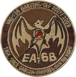 Electronic Attack Squadron 134 (VAQ-134) Operation ENDURING FREEDOM 2007-2008
Electronic Attack Squadron 134 (VAQ-134) “Garudas” were originally commissioned on 7 Jun 1969 at NAS Alameda, CA, flying the EKA-3B electronic warfare/tanker and KA-3B tanker Skywarriors. VAQ-134 transitioned to Detachment 134 of VAQ-135 for its 1970-71 WestPac deployment aboard the USS Ranger, and stood down in Jul 1971. Reactivated in May 1972, operating the EA-6B Prowler. Deactivated on 31 Mar 1995. Reactivated in Oct 1995, replacing the EA-6B with the EA-18G Growler in 2016-.
Keywords: Desert