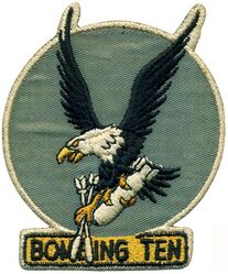 Bombing Squadron 10 (VB-10)
Established as Bombing Squadron TEN (VB-10) on 3 Jun 1942. Disestablished on 26 Nov 1945.

Insignia. VB-10 insignia not approved. US made, schiffli embroidery on twill.

Deployments.
16 Oct 1942-16 Nov 1942, CV-6 USS Enterprise, CVG-10, Douglas SBD-3 Dauntless
4 Dec 1942-27 May 1943, CV-6 USS Enterprise, CVG-10, Douglas SBD-3 Dauntless
29 Jan 1944-20 Feb 1944, CV-6 USS Enterprise, CVG-10, Douglas SBD-3 Dauntless 
15 Mar 1944-Jul 1944, CV-6 USS Enterprise, CVG-10, Douglas SBD-5 Dauntless 
Jan 1945-Feb 1945, CV-11 USS Intrepid, CVG-10,	 Curtiss SB2C-4E Helldiver
8 Mar 1945-Apr 1945, CV-11 USS Intrepid, CVG-10, Curtiss SB2C-4E Helldiver 
Jul 1945-15 Dec 1945, CV-11 USS Intrepid, CVG-10, Curtiss SB2C-4E Helldiver

