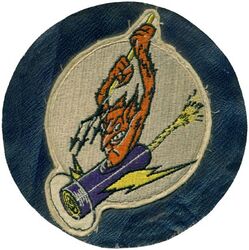 BOMBING SQUADRON 15 (VB-15)
Established as Bombing Squadron FIFTEEN (VB-15) on 1 Sep 1943. Disestablished on 20 Oct 1945.

Insignia approved by CNO 19 Jun 1945. US made, schiffli embroidery, mounted on leather

Deployments.
9 May 1944 - Sep 1944, CV-9 USS Essex, CVG-15, Douglas SBD Dauntless	
2 Oct 1944 - 14 Nov 1944, CV-9 USS Essex, CVG-15, Curtiss SB2C-3 Helldiver


