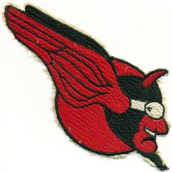 Bombing Squadron 5 (VB-5)
Established as Bombing Squadron FIVE (VB-5) on 1 May 1943. Redesignated Bombing Squadron ONE (VB-1) on 15 July 1943. Disestalished on 25 Oct 1945.

Insignia approved by CNO on 24 Oct 1945. 

Deployments.
8 Jan 1938-6 Mar 1938, CV-5 USS Yorktown, Yorktown Air Group, Northrop BT-1
16 Jan 1939-Mar 1938, CV-5 USS Yorktown, Yorktown Air Group, Northrop BT-1	
20 Apr 1939-May 1939, CV-5 USS Yorktown, Yorktown Air Group, Northrop BT-1
Jul 1940 -? 1940, CV-5 USS Yorktown, Yorktown Air Group, Curtiss SBC-3 Helldiver, Northrop BT-1	
20 Apr 1941-May 1941, CV-5 USS Yorktown, Yorktown Air Group, Curtiss SBC-3 Helldiver, Northrop BT-1
23 May 1941-11 Jun 1941, CV-4 USS Ranger, Yorktown Air Group, Curtiss SBC-3 Helldiver, Northrop BT-1
29 Jun 1941 - 2 Dec 1941, CV-5 USS Yorktown, Yorktown Air Group, Curtiss SBC-3 Helldiver
16 Dec 1941-20 Dec 1941, CV-5 USS Yorktown, Yorktown Air Group, Curtiss SBC-3 Helldiver
6 Jan 1942-6 Feb 1942, CV-5 USS Yorktown, Yorktown Air Group, Curtiss SBC-3 Helldiver
16 Feb 1942-27 May 1942, CV-5 USS Yorktown, Yorktown Air Group, Curtiss SBC-3 Helldiver
30 May 1942-7 June 1942, CV-5 USS Yorktown, Yorktown Air Group, Curtiss SBC-3 Helldiver

