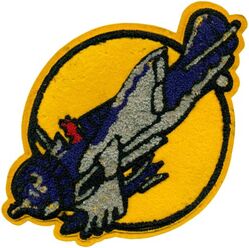 BOMBING SQUADRON 80 (VB-80)
Established as Bombing Squadron EIGHTY (VB-80) on 1 Feb 1944 at NAS Wildwood, NJ. Disestablished on 16 Sep 1946. 

Insignia approved by CNO on 8 Aug 1944. US made, chenille embroidery

Deployments.
26 Jun 1944 - 23 Jul 1944, CV-14 USS Ticonderoga, CVG-80, Curtiss SB2C-4 Helldiver
30 Aug 1944 - 4 Sep 1944, CV-14 USS Ticonderoga, CVG-80, Curtiss SB2C-4 Helldiver
18 Oct 1944 - 26 Jan 1945, CV-14 USS Ticonderoga, CVG-80, Curtiss SB2C-4 Helldiver 
26 Jan 1945 - 3 Mar 1945, CV-19 USS Hancock, CVG-80, Curtiss SB2C-4 Helldiver 
5 Mar 1945 – 1945, CVE-12 USS Copahee, CVG-80, Curtiss SB2C-4 Helldiver
Sep 1945 - 10 Sep 1945, CV-21 USS Boxer, CVG-80, Curtiss SB2C-4 Helldiver


