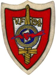 Fighter Squadron 194 (VF-194) (3rd)
Established as Fighter Squadron NINETY ONE (VF-91) (2nd) on 26 Mar 1952. Redesignated Fighter Squadron ONE HUNDRED NINETY FOUR (VF-194) (3rd) “Red Lightning” on 1 Aug 1963. Disestablished on 1 Mar 1978. Reestablished on 1 Dec 1986. Disestablished on 29 Apr 1988.

Vought F8U-1/2/F-8E/J Crusader, 1963-1976
McDonnell Douglas F-4J Phantom II, 1976-1978

Deployments.
28 Jan 1964-21 Nov 1964 USS Bon Homme Richard (CVA-31) CVW-19, F-8C, WestPac/IO
21 Apr 1965-13 Jan 1966 USS Bon Homme Richard (CVA-31) CVW-19, F-8E, WestPac/Vietnam	
15 Oct 1966-29 May 1967 USS Bon Homme Richard (CVA-31) CVW-19, F-8E, WestPac/Vietnam	
28 Dec 1967-17 Aug 1968 USS Bon Homme Richard (CVA-31) CVW-19, F-8E, WestPac/Vietnam	
14 Apr 1969-17 Nov 1969 USS Oriskany (CVA-34) CVW-19, F-8J, WestPac/Vietnam
14 May 1970-10 Dec 1970 USS Oriskany (CVA-34) CVW-19, F-8J,	WestPac/Vietnam
14 May 1971-18 Dec 1971 USS Oriskany (CVA-34) CVW-19, F-8J, WestPac/Vietnam
5 Jun 1972-30 Mar 1973 USS Oriskany (CVA-34) CVW-19, F-8J, WestPac/Vietnam	
18 Oct 1973-5 June1974 USS Oriskany (CVA-34) CVW-19, F-8J, WestPac/Vietnam
16 Sep 1975-3 Mar 1976 USS Oriskany (CVA-34) CVW-19, F-8J, WestPac	
15 Feb 1977-5 Oct 1977	USS Coral Sea (CVA-43)	CVW-15, F-4J, WestPac	
24 Jul 1987-5 Aug 1987	USS Enterprise (CVN-65) CVW-10, F-14A, NorPac

