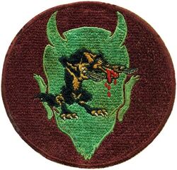 Fighter Squadron 84 (VF-84)
Established as Fighter Squadron EIGHTY FOUR (VF-84) on 1 May 1944 at NAS San Diego, CA. Disestablished on 8 Oct 1945.

Insignia approved by CNO on 29 Sep 1944. US made, schiffli embroidery

Deployments. 
24 Jan 1945-25 May 1945, CV-17 USS Bunker Hill, CVG-84, Vought F4U-1D Corsair, Grumman F6F-5P/5N Hellcat

