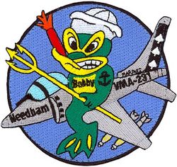 Marine Attack Squadron 231 (VMA-231) Morale
Established as 1st Division, Squadron 1 on 8 Feb 1919. Redesignated Marine Observation Squadron ONE (VO-1M) on 1 Jul 1922; Marine Observation Squadron EIGHT M (VO-8M) on 1 Jul 1927. Deactivated on 1 Jul 1933. Reactivated on 15 Nov 1934. Redesignated Marine Scouting Squadron TWO (VMS-2) on 1 July 1937; Marine Scout-Bombing Squadron 231 (VMSB-231) on 1 Jul 1941; Marine Bombing Fighting 231 (VMBF-231) in Oct 1944; Marine Scout-Bombing Squadron 231 (VMSB-231) on 30 Dec 1944. Decommissioned in 20 Mar 1946. Reactivated as Marine Fighting Squadron 231 (VMF-231) in Sep 1948. Deactivated on 31 Aug 1962. Reactivated as Marine Attack Squadron 231 (VMA-231) on 15 May 1973-.

McDonnell Douglas AV-8A/B Harrier, 1973-.

