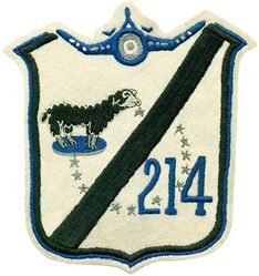 Marine Fighter Squadron 214 (VMF-214)
Established as Marine Fighter Squadron 214 (VMF-214) "Black Sheep" on 1 Jul 1942. Redesignated Marine All Weather Fighter Squadron 214 (VMF(AW)-214) on 31 Dec 1956; Marine Attack Squadron 214 (VMA-214) on 9 Jul 1957-.

Insignia from 1943, Australian embroidery on wool.

Grumman F4F-1 Wildcat, 1942-1943
Vought F4U-1A/D Corsair, 1943-1945

