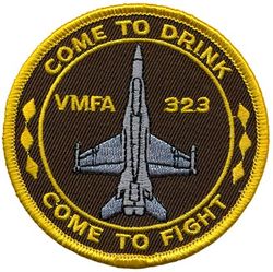 Marine Attack Fighter Squadron 323 (VMFA-323) F-18 Morale
Established as Marine Fighter Squadron 323 (VMF-323) "Death Rattlers" on 1 Aug 1943. Redesignated as Marine Attack Squadron 323 (VMA-323) in Jun 1952; Marine Fighter Squadron 323 (VMF-323) on 31 Dec 1956; Marine Fighter Squadron (All Weather) 323 (VMF(AW)-323) on 31 Jul 1962; Marine Fighter Attack Squadron 323 (VMFA-323) on 1 Apr 1964-.

McDonnell Douglas F/A-18C Hornet, 1993-.

