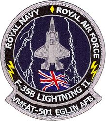 Marine Fighter Attack Training Squadron 501 (VMFAT-501)F-35B
Established as Marine Fighting Squadron 451 (VMF-451) on 15 Feb 1944. Deactivated on 10 Sep 1945. Reactivated in the reserves on 1 Jul 1946. Redesignated Marine Fighter Squadron (All Weather) 451 (VMF(AW)-451) on 1 Jul 1961; Marine Fighter Attack Squadron 451 on 1 Feb 1968. Deactivated on 31 Jan 1997. Redesignated Marine Fighter Attack Training Squadron 501 (VMFAT-501) on 1 Apr 2010-.
Lockheed F-35B Lightning II


