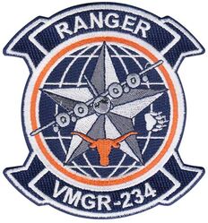 Marine Aerial Refueler Transport Squadron 234 (VMGR-234)
Established as Marine Scout Bomber Squadron 234 (VMSB-234) on 1 May 1942. Redesignated Marine Torpedo Bombing Squadron 234 (VMTB-234) on 14 Oct 1944. Deactivated on 20 Mar 1946. Reactivated as Marine Fighter Squadron 234 (VMF-234) on 1 Jul 1947. Redesignated Marine Attack Squadron 234 (VMA-234) in Feb 1955; Marine Transport Squadron 234 (VMR-234) on 1 Jan 1962; Marine Aerial Refueler Transport Squadron 234 (VMGR-234), on 23 Oct 1983-.

Lockheed Martin KC-130J Hercules

