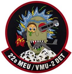 Marine Unmanned Aerial Vehicle Squadron 2 (VMU-2) Detachment 22d Marine Expeditionary Unit
Established as Detachment T, Target Acquisition Battery, 10th Marine Regiment, 2d Marine Division, Fleet Marine Forces, Atlantic in Jun 1984. Redesignated 1st Remotely Piloted Vehicle Platoon, Headquarters Battalion, 2d Marine Division on 22 Aug 1984; 2d Remotely Piloted Vehicle Company, Headquarters Battalion, 2d Marine Division in Oct 1986; 2d Unmanned Aerial Vehicle (UAV) Company on 1 Jan 1993: Marine Unmanned Aerial Vehicle Squadron 2 (VMU-2) on 6 Jan 1996; Marine Unmanned Aerial Vehicle Training Squadron 2 (VMUT-2) on 14 Jul 2023-.

The unit will serve as the Marine Corps MQ-9 Reaper Fleet Replacement Squadron, whose primary mission is to train UAS Officers and Enlisted Sensor Operators.

Tadiran Mastiff RPV system, 1984-1987
Pioneer (Option I) Unmanned Aerial Vehicle system, 1987-1994
Pioneer (Option II) Unmanned Aerial Vehicle system, 1994-2007
Pioneer Q-2B, 2008-2014
Pioneer RQ-7B, 2008-2014
Boeing RQ-21A BlackJack UAS, 2014-2023
General Atomics MQ-9 Reaper, 2023-.

