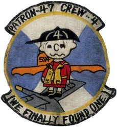 Patrol Squadron 47 (VP-47) Crew 4
VP-47
1954-1965
Established as VP-27 on 1 Jun 1944; VPB-27 on 1 Oct 1944; VP-27 on 15 May 1946; VP-MS-7 on 15 Nov 1946; VP-47 on 1 Sep 1948-.
Martin P5M-2 Marlin
Lockheed SP-5B Neptune
