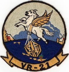 Air Transport Squadron 21 (VR-21)
Established as Flag Transport Unit One in Jan 1945. Redesignated Utility Transport Squadron One (VRJ-1) in Nov 1946; Utility Transport Squadron ONE (VRU-1) in Sep 1948; Air Transport Squadron TWENTY ONE (VR-21) in Jul 1957; Fleet Tactical Support Squadron TWENTY ONE (VR-21) in Aug 1976. Disestablished in Mar 1977.
