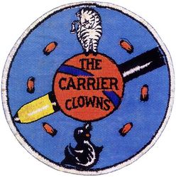 Torpedo Squadron 18 (VT-18)
Established as Torpedo Squadron EIGHTEEN (VT-18) “The Carrier Clowns” on 20 July 1943. Redesignated Attack Squadron EIGHT A (VA-8A) on 15 November 1946. Redesignated Attack Squadron SEVENTY FIVE (VA-75) on 27 July 1948. Disestablished on 30 November 1949. The first squadron to be designated VA-75.

Insignia approved on 24 Mar 1945.

Grumman TBF-1 Avenger, Jul 1943
Grumman TBM-1/1C/3/3E/3Q Avenger, Sep 1943

Deployments.
16 Aug 1944-20 Dec 1944, USS Intrepid (CV-11), CVG-18, TBM-1C Pacific 
16 Sep 1946-12 Dec 1946, USS Leyte (CV 32), CVG-18, TBM-3E/Q Carib/East Coast of South America

