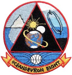 Oceanographic Development Squadron 8 (VXN-8) 
Established as Oceanographic Air Survey Unit (OASU) on 1 Jul 1965; Resdesignated Air Development Squadron EIGHT (VX-8) on 1 Jul 1967; Oceanographic Development Squadron Eight (VXN-8) on 1 Jan 1969. Disestablished on 1 Oct 1993.


