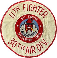 11th Fighter-Interceptor Squadron William Tell 1961
Chain stitched with regular unit patch sewn on. Back patch sized.
