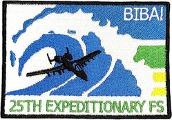 25th Expeditionary Fighter Squadron 
Deployed to Andersen AFB, Guam. Biba is Guamanian for "Hurray".  Korean made.
