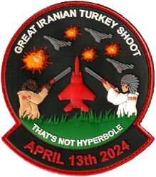 335th Expeditionary Fighter Squadron and 494th Fighter Squadron CENTCOM Deployment 2024
For a defensive operation against hundreds of one-way attack drones and missiles launched from Iran and Houthi-controlled areas of Yemen against Israel April 13-14, 2024, while deployed in the U.S. Central Command's area of responsibility. The squadrons were credited with over 70 kills of Iranian drones during combat air patrols.
Keywords: PVC