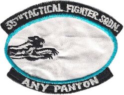 35th Tactical Fighter Squadron
The first patch was worn the first 6 months of the one year Korea tour showing they were new. The second worn the last 6 months  showing they were on their way out. Korean made.
