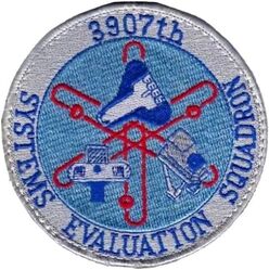 3907th Systems Evaluation Squadron 
Squadron was responsible for management and support of all Strategic Air Command (SAC) Aircrew Training Devices (ATDs). Patch circa late 80s.
