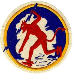 40th Fighter Squadron & 40th Fighter Squadron, Single Engine
Constituted 40 Pursuit Squadron (Interceptor) on 22 Dec 1939.  Activated on 1 Feb 1940.   Redesignated: 40 Fighter Squadron on 15 May 1942; 40 Fighter Squadron, Single Engine, on 20 Aug 1943; 40 Fighter-Interceptor Squadron on 20 Jan 1950; 40 Tactical Fighter Squadron on 20 Jun 1965.  Inactivated on 15 Oct 1970.   Activated on 1 Oct 1971.  Inactivated on 30 Apr 1982.  Consolidated (1 Oct 1992) with the 3247 Test Squadron, which was designated, and activated, on 25 Jun 1982.  Redesignated: 40 Test Squadron on 1 Oct 1992; 40 Flight Test Squadron on 15 Mar 1994.

Insignia is Australian made on felt. 

Stations. Brisbane, Australia, 25 Feb 1942; Ballarat, Australia, 9 Mar 1942; Mount Gambier, Australia, 16 Mar 1942; Townsville, Australia, Apr 1942; Port Moresby, New Guinea, 2 Jun 1942; Townsville, Australia, 30 Jul 1942; Port Moresby, New Guinea, c. 25 Nov 1942; Tsili Tsili, New Guinea, 11 Aug 1943; Nadzab, New Guinea, Oct 1943; Gusap, New Guinea, 5 Feb 1944; Nadzab, New Guinea, 9 Jun 1944; Noemfoor, 4 Aug 1944; Owi, Schouten Islands, 14 Sep 1944; Morotai, 17 Oct 1944; Mangaldan, Luzon, 21 Jan 1945; Lingayen, Luzon, 11 Apr 1945; Clark Field, Luzon, 19 Apr 1945; Okinawa, 30 Jun 1945; Irumagawa, Japan, 10 Oct 1945.


