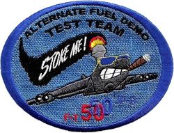419th Flight Test Squadron B-52 Alternate Fuel Demonstration Test Team
A B-52H flew a flight-test mission Dec. 15, 2006 using a blend of synthetic fuel and JP-8 in all eight engines for the first time. F-T= Fischer-Tropsch fuel.
