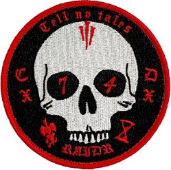 420th Flight Test Squadron B-21 Combined Test Force
Symbology on the patch:

Tell No Tales = Secret Program
3 red marks pointing down = Death From Above
Skull = Harbinger of Death
7 = Lucky Number in America
4 = Unlucky Chinese Number
CDXX = 420
No Jaw = Silence
Hourglass = Impending Doom
Bleeding Heart = Enemies

