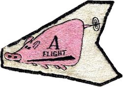 493d Fighter-Bomber Squadron A Flight
F-84F era. The F-84F was known unofficially as the "super hog" due to it's long takeoff runs. Thus the patch. German made.
