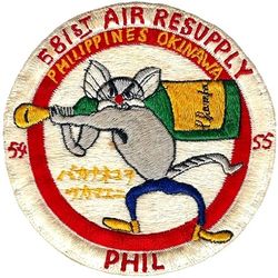 581st Air Resupply Squadron Morale
Constituted as 581 Air Resupply and Communications Squadron on 23 Jul 1951. Redesignated 581 Air Resupply Squadron on 8 Sep 1953-18 Sep 1956.

 Provided airlift support with C-119s to Far East Command’s Korean operations throughout 1952-1953 through infiltration, resupply, and exfiltration of guerrilla-type personnel and the aerial delivery of psychological warfare (PSYWAR) leaflets and other similar materials. Beginning in 1953, the C-119s were employed in Southeast Asia in support of French operations in Indochina by delivering supplies, including ammunition, vehicles, and barbed wire, to Haiphong Airfield in ever increasing quantities. Because the US presence in Indochina could not be publicly escalated, plans were developed to utilize 581st personnel in a discrete support role by flying refurbished C-119s, under French markings. Instructors from the 581st were also tasked to train CIA-employed Civil Air Transport civilian aircrews in the C-119.
