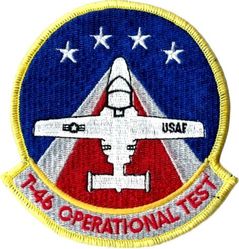 6512th Test Squadron T-46A Operational Test 
The Fairchild T-46 was an American light jet trainer aircraft of the 1980s made to replace the T-37. It was cancelled in 1986 with only three aircraft being produced.
