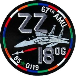 67th Aircraft Maintenance Unit F-15C 85-0119
Aircraft has one Desert Storm kill, thus the green star. It was also the 18th OG flagship at one time as well. Japan made.
