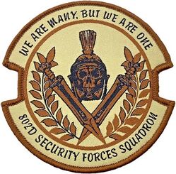 802d Security Forces Squadron Morale
Woven patch.
Keywords: Desert