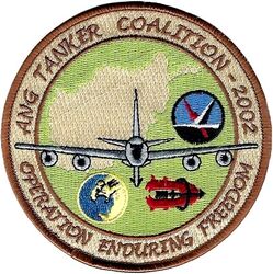 Air National Guard Tanker Coalition Operation ENDURING FREEDOM 2002 Gaggle
In 2002, Air National Guard tanker units, flying KC-135 Stratotankers, were crucial to Operation Enduring Freedom, providing aerial refueling for coalition aircraft over Afghanistan. Operating from bases like Manas, Kyrgyzstan, ANG units and international partners (e.g., France, Spain) enabled 55,150+ sorties, including extensive precision-guided bombing, in a coalition effort. 126, 133 and 173 ARS on patch.
Keywords: Desert