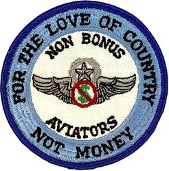 Non Bonus Aviator
In the 1980s, the USAF faced a shortage of pilots due to commercial airlines hiring military aviators. The Air Force initially planned to use a  targeted approach, providing bonuses only to pilots in specialties experiencing shortages. The others felt slighted, thus the patch.
