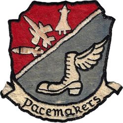 F-105 Thunderchief Alert/Wingfoot
Appears to be a two part patch showing the alert side in red, and Wingfoot side in blue. Wingfoot was the code name given to jets and pilots that were dedicated nuclear alert spares to be generated if the primaries launched. These were flown without weapons in order to keep both aircraft and pilots flying between actual alert stints. From either the 36 or 49 TFW, German made.
